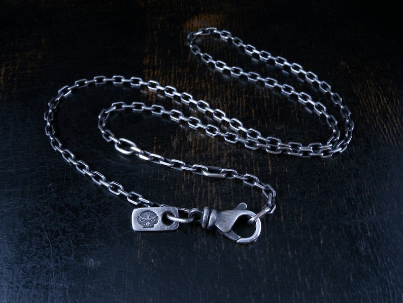 2.6mm Sterling silver mini anchor chain Made To Order with deep antique finish and extender links image 2