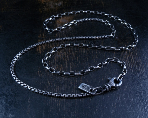 Silver 925 Rhodium Plated Round Box 035 Chain 1.7mm - CH216  925 Sterling Silver Rolo Round Box Necklace display picture 1