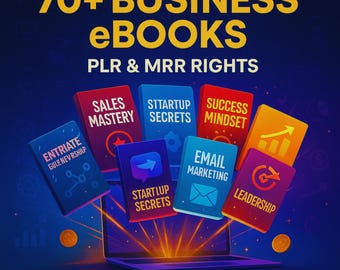 Paquete de más de 70 libros electrónicos de marketing empresarial PLR MRR/ Guías para emprendedores digitales y éxito en línea/ Derechos de reventa Plr Paquete de libros electrónicos Plr Productos Plr