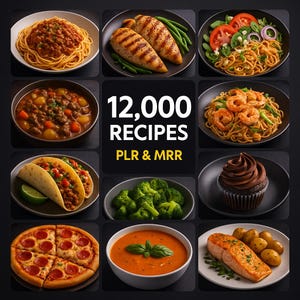 12.000 recepten PLR MRR, diabetesrecepten, fitnessrecepten, bakkerijrecept, keto-recepten, receptenboek, voedselrecepten, low carb-recepten digitaal