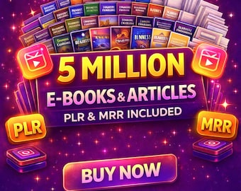 Megabundel van 5 miljoen e-boeken en artikelen, PLR-bundel, MRR-bundel, Plr Collection, Premium Resell e-boekenbundel, digitale boeken, volledige catalogus