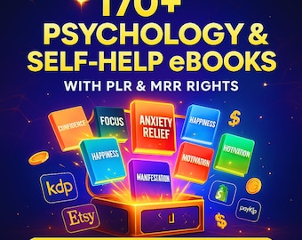 Pacchetto di oltre 170 eBook di psicologia e auto-aiuto PLR MRR / Salute mentale, Guide alla mentalità di crescita personale / Diritti di rivendita, eBook PLR, Prodotti PLR