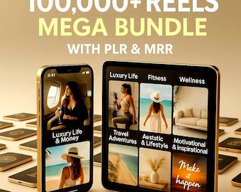100K Instagram Reels Vorlagen PLR MRR | Bearbeitbares Viral Faceless Reels Pack für Fitness, Motivation, Luxus, reiche Mädchen und Melanin-Nischen