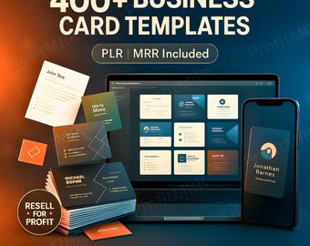 400+ Business Card Templates Bundle PLR MRR | Editable Canva & Photoshop Cards | Digital Resell Rights Pack