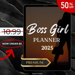2025 Boss Girl Planner PLR & MRR, Canva Templates, Self Care Journal, Habit Tracker, Daily Gratitude,Digital Planners,Plr Planners,That Girl