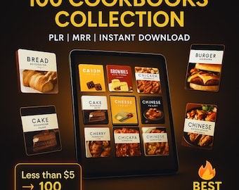 Kochrezepte Bundle mit Wiederverkaufsrechten, digitale Kochbuchsammlung für Feinschmecker, Blogger, Printables-Verkäufer, Plr Bundle-Sammlung