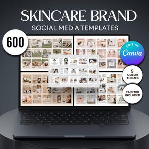 PLR MRR 600 Skincare Brand Instagram Posts Templates, Social Media Templates, Canva Templates, Brand Kit Ugc Content Plr Product Resell