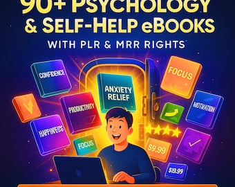 90+ Psychology & Self-Help eBooks Bundle PLR MRR | Mental Health, Personal Growth Mindset Guides | Resell Rights, Plr eBooks, Plr Products