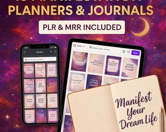 19 manifestatieplanners PLR en MRR, Gratitude-dagboek, Plr-planners, manifestplanner, visiebord, bevestigingsdagboek, meer producten