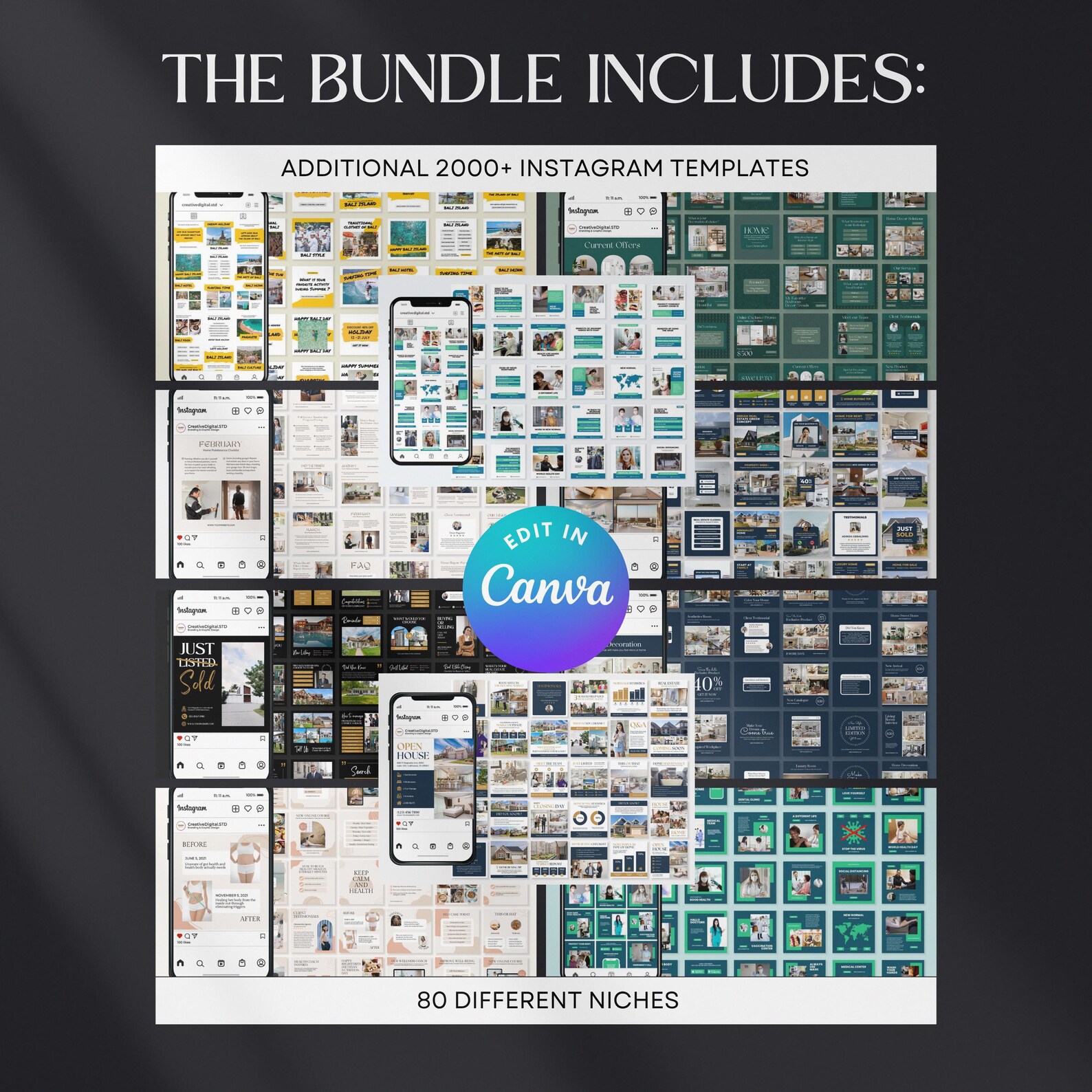 PLR MRR 60,000+ Instagram Templates Bundle | Canva Social Media Kit ...