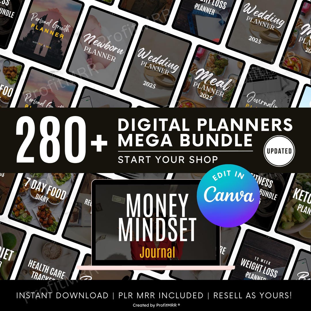 280+ Digital Planners Mega Bundle | PLR MRR Editable Canva Templates ...