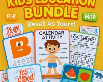 30,000+ Kids Educational Worksheets Bundle PLR MRR | Alphabet, Coloring, Science, Flashcards, Printable Activities for Teachers & Parents