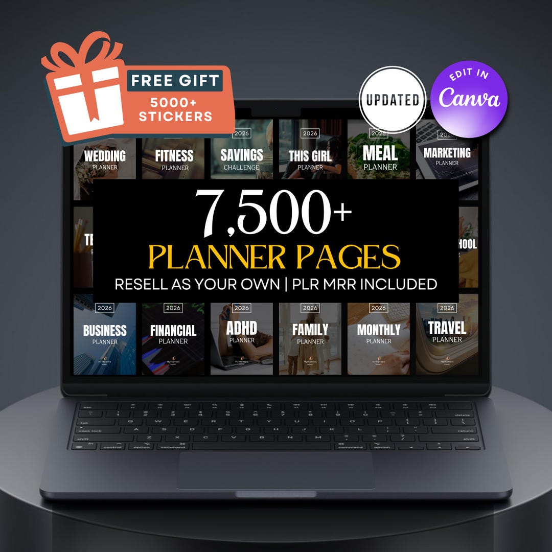 7500 Digital Planner Pages Bundle PLR MRR Editable Canva Templates W ...