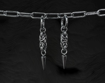 Petites boucles en maille byzantine et perles spikes