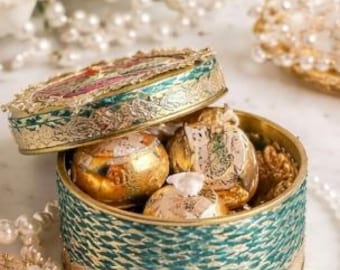 Laddu Tin Boxes: Mehendi & Wedding Party Favors
