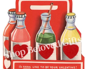 Vintage Soda Pop Valentine Digital Image Printable Soda Pop Valentines
