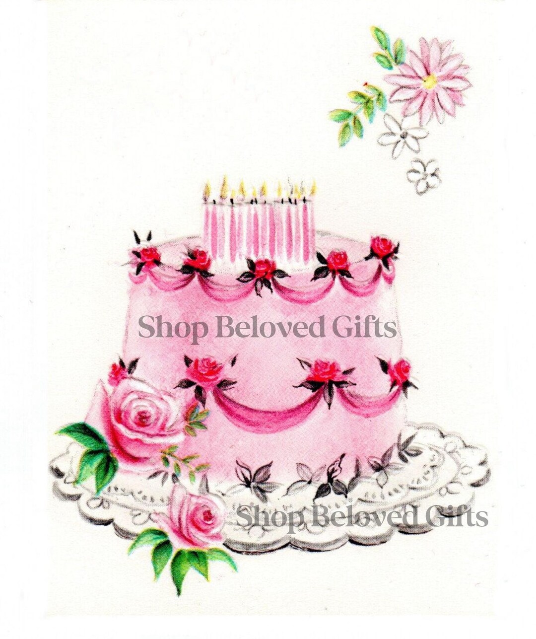 Pink Birthday Cake Vintage Digital Image Beautiful Vintage Pink Cake ...