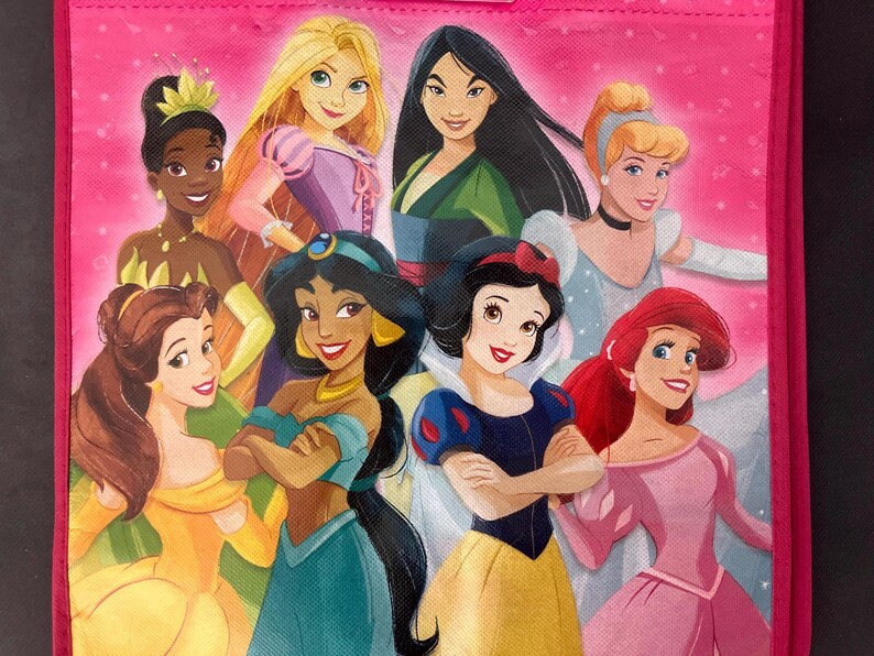 Disney Princess Reusable Tote Bag for Shopping Library Beach Gym Grocery Gift and more Snow White Ariel Tiana Belle Cinderella Mulan image 3