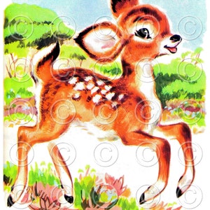 LITTLE FAWN --Vintage Kinder Bild Kinderzimmer digitale Bild Vintage Baby Reh druckbare