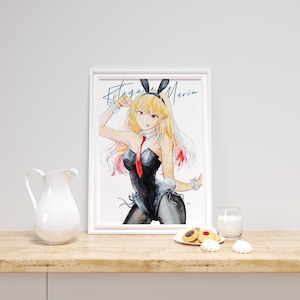 Anime Poster - Marin Kitagawa (bunny) My Dress-Up Darling, Watercolor, Wall Art, Home Decor