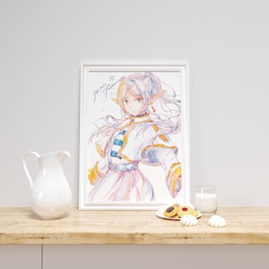Anime Poster - Frieren, Aquarell, Kunst, Home Decor