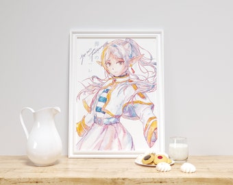 Póster de anime - Frieren, acuarela, arte mural, decoración del hogar