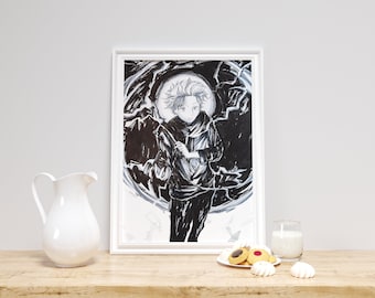 Anime Poster - gojo satoru, Ink Style, Wall Art, Home Decor