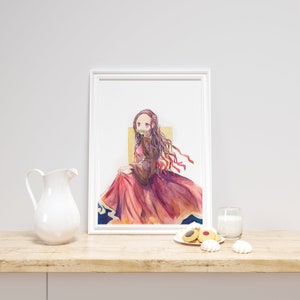 Anime Poster - Kamado Nezuko, Aquarell, Wandkunst, Home Decor