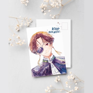 Postal anime acuarela - WIND BREAKER (Hayato Suo)