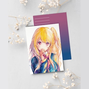 Postal anime acuarela - Oshi no Ko (Ruby Hoshino)