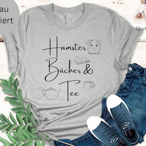 Hamster Books T-shirt voor dames, theeliefhebber, T-shirt, hamstershirt, cadeau voor hamstereigenaar, boekenfan, thee, hamster