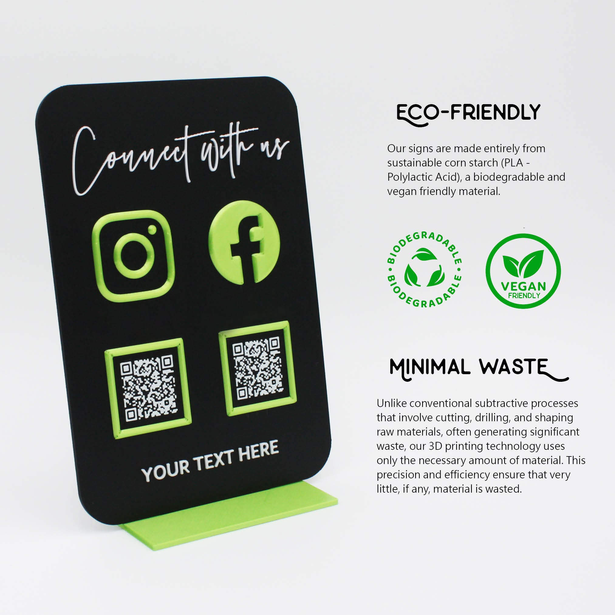 QR Code Sign 2 Icons I Eco-friendly Social Media Sign I Business ...