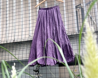 Lavender Flared Skirt with Double Layer and Lining, Summer Dance Skirt in Linen Style, Womens Clothing, Gift for Her, Halloween outfit