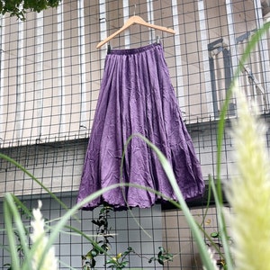 Lavender Flared Skirt with Double Layer and Lining, Summer Dance Skirt in Linen Style, Womens Clothing, Gift for Her, Halloween outfit