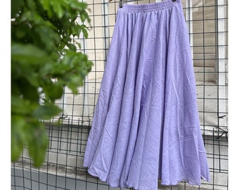 Custom-Made Lavender Cotton Skirt - A Summery A-Line Dance Delight, Womens Clothing, Gift for Her, Fall Maxi Skirt, Halloween outfit