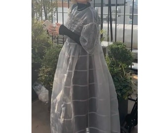 Customizable Grey Tulle Dress - A Sheer Gothic Elegance for the Enigmatic Autumn Wardrobe, Womens Clothing, Halloween costume
