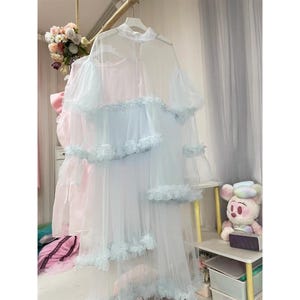 Street Style Organza Overlay Midi Dress/see Through Organza