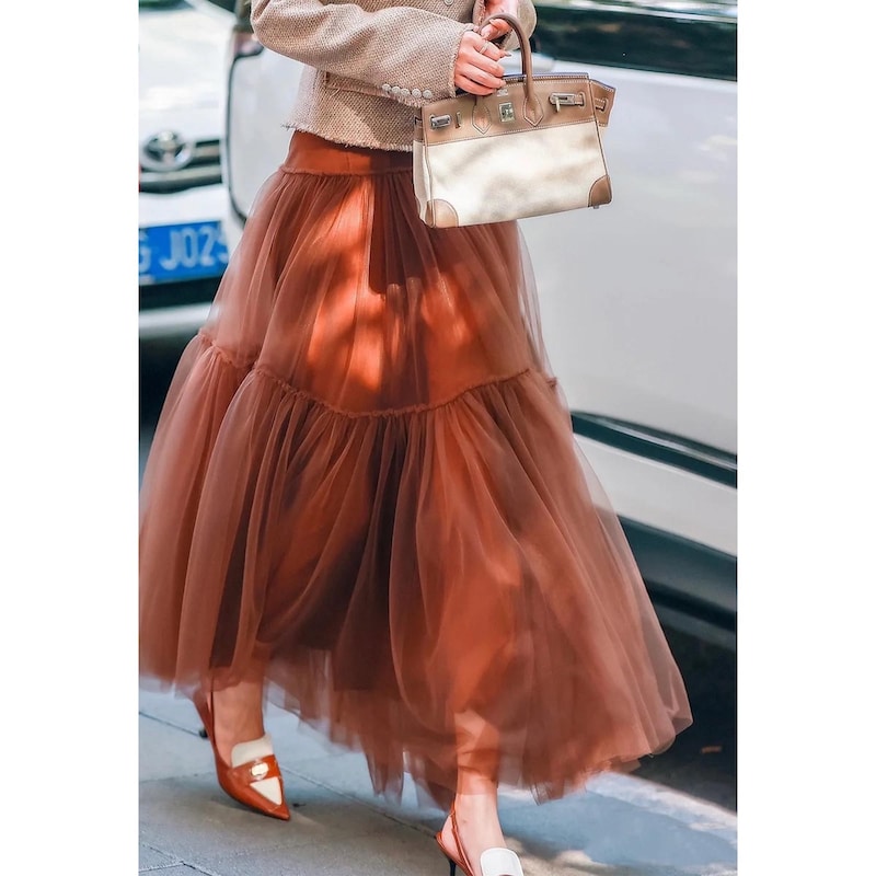 Long Tiered Tulle Skirt - Lemon