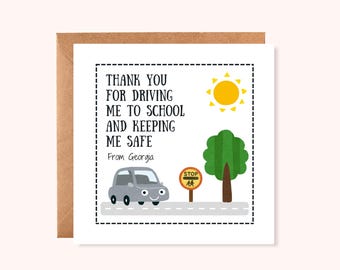 Personalised School Transport Thank You Card: Driver, Assistant, End of Term Gift