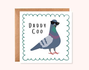 Quirky Fathers Day Card | Pigeon Daddy Coo  | Funny Pun Father's Day | Handmade UK