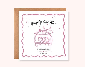 Personalised Wedding Card for Couple | Custom Names Wedding Card | Happily Ever After Card | Newlywed Congratulations Card | Handmade UK