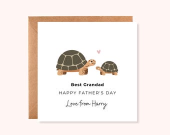 Personalised Tortoise Father’s Day Card – Best Grandad  – Funny Grandad Card – Card from Grand Kids – Handmade UK