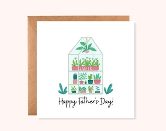 Personalised Father's Day Card for Plant Lover UK | Gardener | Happy Father's Day Greenhouse Card