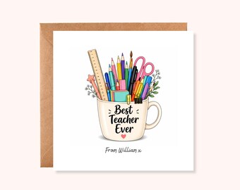 Personalised Thank You Teacher Card from Child | End of Term Gift | Nursery Teacher Card | Teaching Assistant Thank You | UK Handmade Card