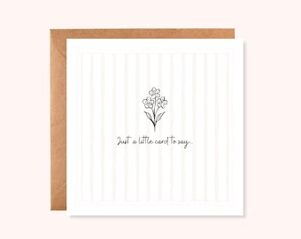 Just a Little Note Card, Thinking of You Card, Floral Greeting Card, Minimalist Botanical Card, Blank Inside Card, Everyday Card UK