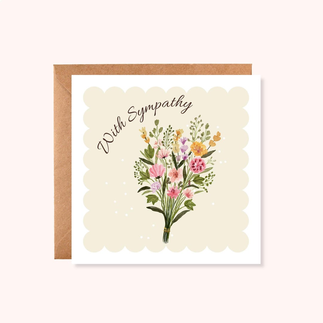 Sympathy Card, Floral Condolence Card, Thinking of You Card ...