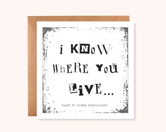 Funny Creepy New Home Card | Dark Humor House Warming Gift | Funny Moving Home Card | Handmade | Made in UK