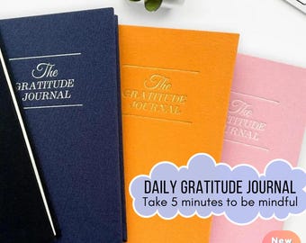 Mindfulness Gratitude Journal, Linen Hardcover, Morning Routine Notebook