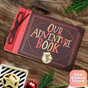 Nuestro libro de aventuras, regalo de aniversario de pareja, álbum de recortes de cuero, regalo de Navidad familiar, álbum de fotos de aventuras DIY, libro de recuerdos de viajes retro