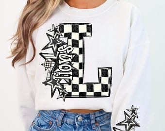 Checker Lions PNG: Lions School Spirit Sublimation Design (Digital Download)